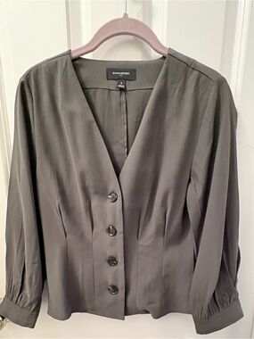 Banana Republic Olive V-Neck Button Blouse